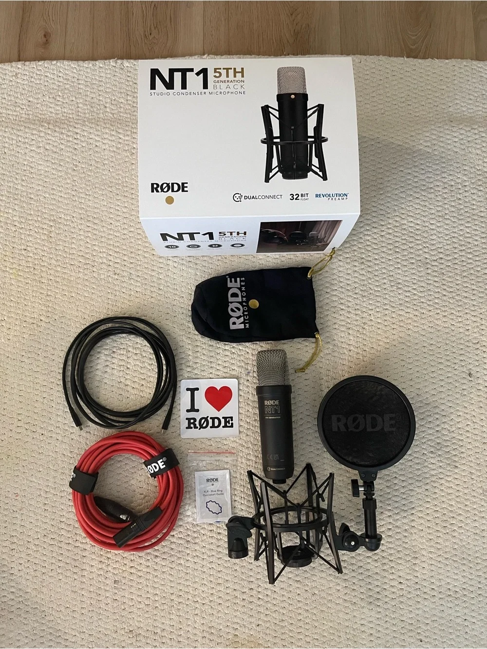 Rode NT1 5th Generation Condenser Microphone with SM6 Shockmount and Pop Filter